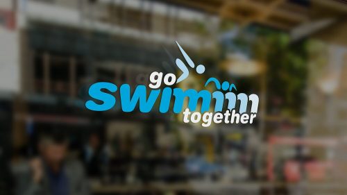 Go Swimm logo on glass